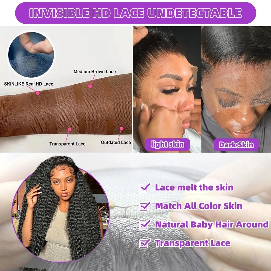 200% Density 13x6 HD Lace Front Curly Wig – Loose Deep Wave Human Hair Wig 30–40 Inch Transparent Lace