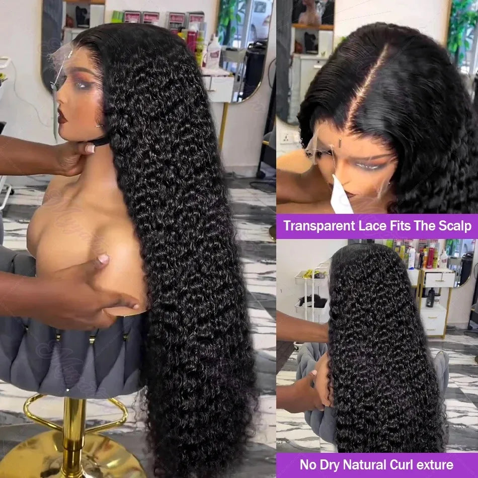 200% Density 13x6 HD Lace Front Curly Wig – Loose Deep Wave Human Hair Wig 30–40 Inch Transparent Lace