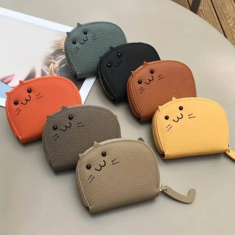 Cute Cartoon Cat Shaped Design Wallet, Women's Multi-card Slots Holder, Faux Synthetic Leather Coin Purse for Valentine's Day