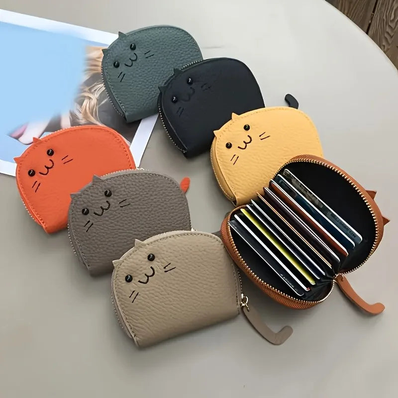 Cute Cartoon Cat Shaped Design Wallet, Women's Multi-card Slots Holder, Faux Synthetic Leather Coin Purse for Valentine's Day