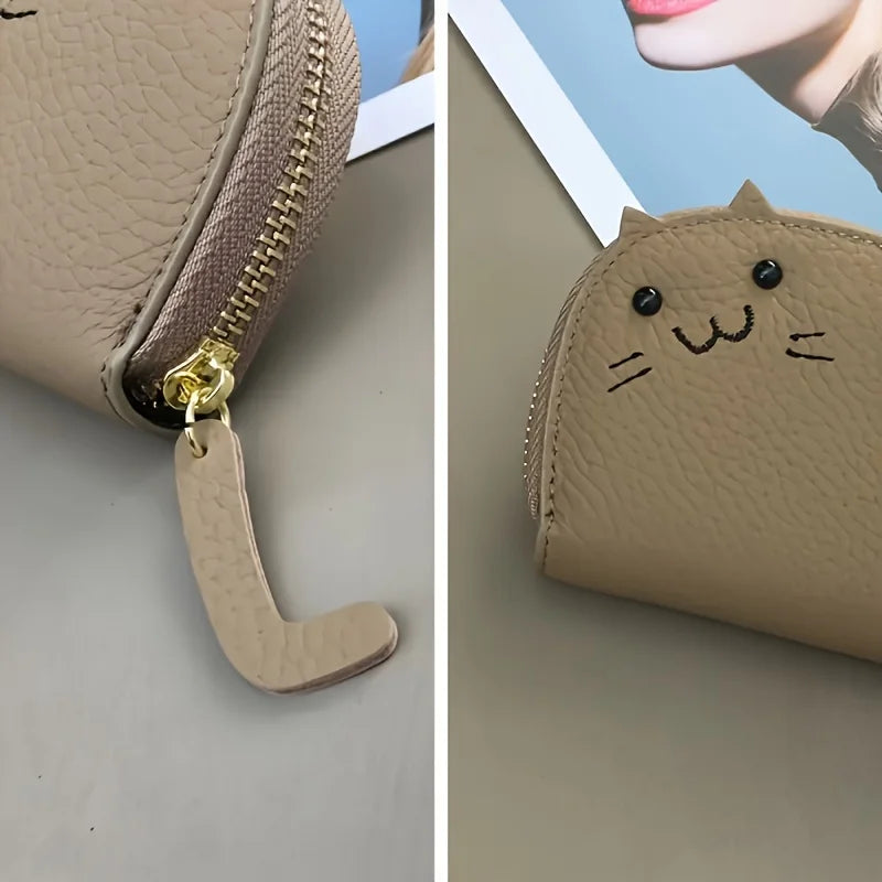 Cute Cartoon Cat Shaped Design Wallet, Women's Multi-card Slots Holder, Faux Synthetic Leather Coin Purse for Valentine's Day
