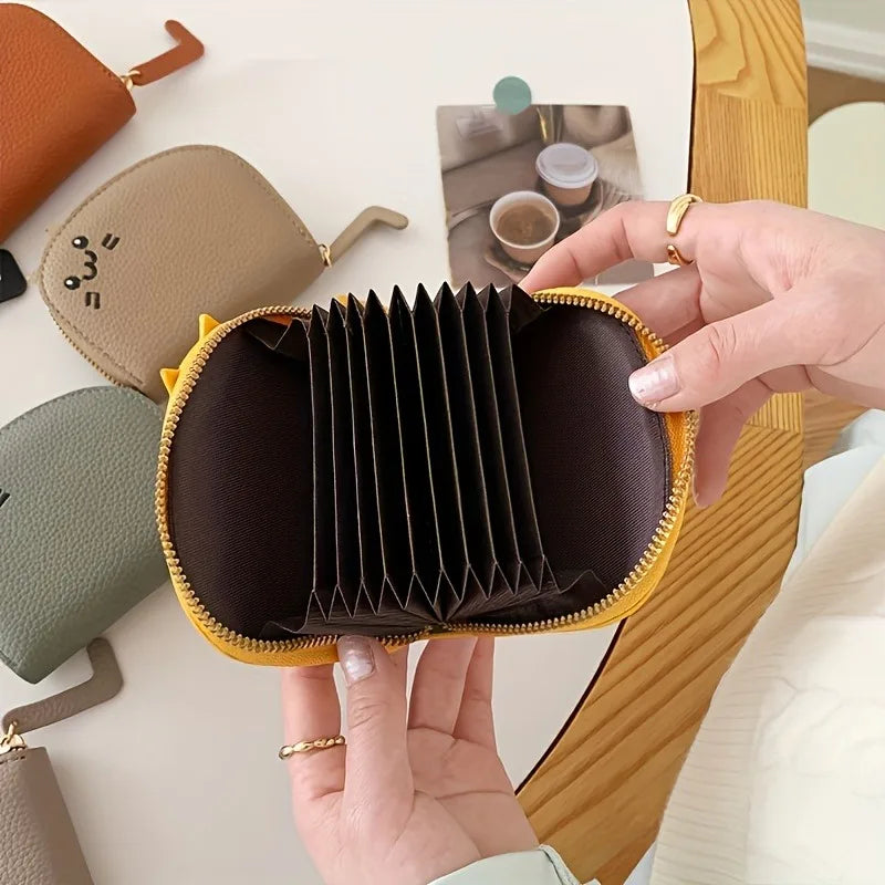 Cute Cartoon Cat Shaped Design Wallet, Women's Multi-card Slots Holder, Faux Synthetic Leather Coin Purse for Valentine's Day