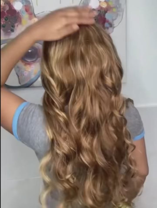 mstoxic P4/27 Highlight Ombre Body Wave Lace Front Wig – 30–46 Inch Brazilian Human Hair, 13x4 / 13x6 HD Transparent Lace, 200–220% Density